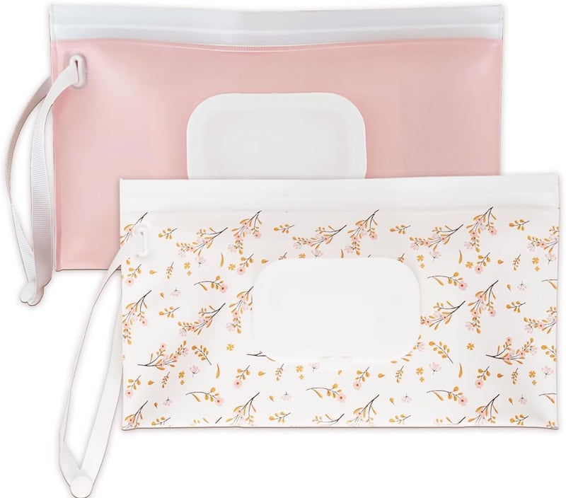 cephira Baby wipes dispenser，portable baby wipes holder for outdoor, Refillable baby wipes container, on the go wet wipe pouch for travel, resuable wipes dispenser for hiking (pink) - Image 1